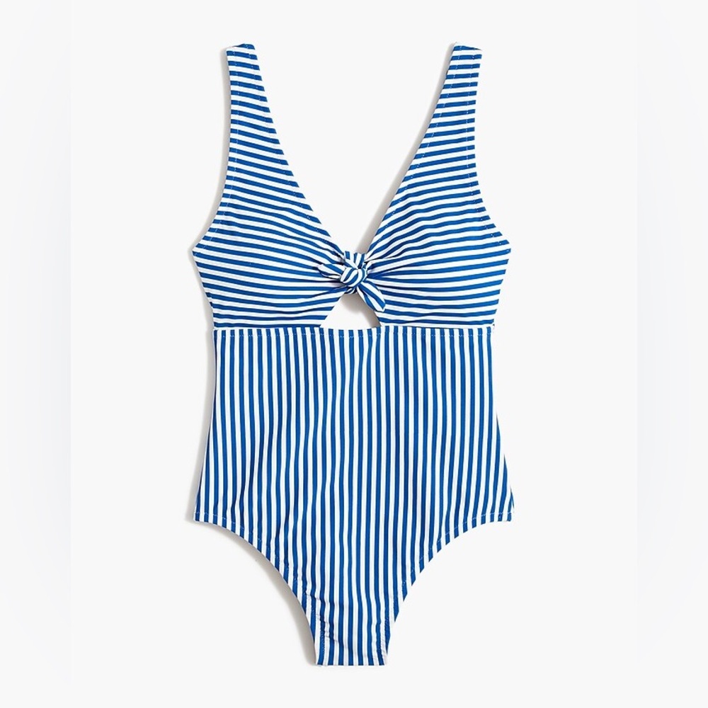 ⚓️NWT | J. Crew | Striped one-piece cutout swimsuit with bow | Size Large⚓️